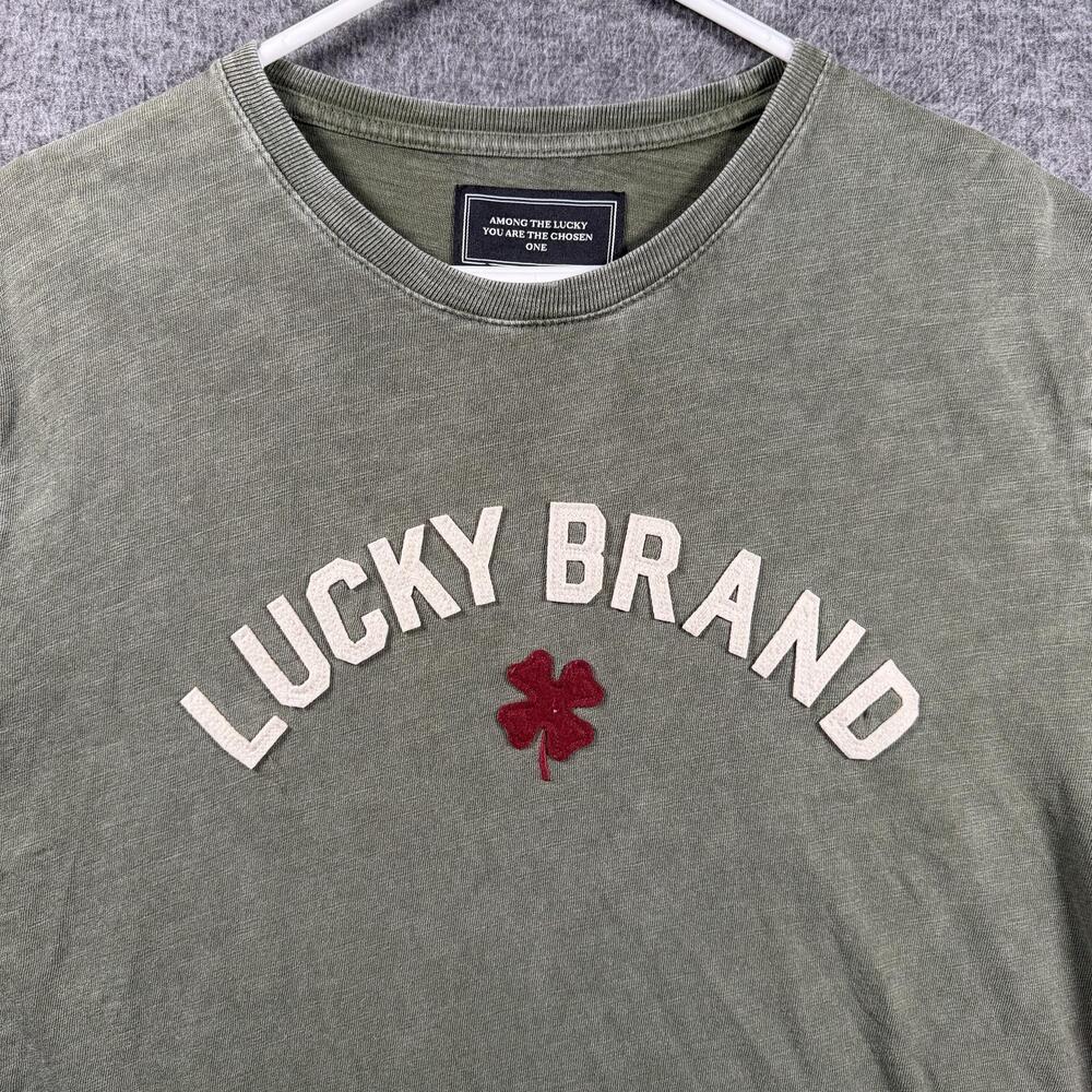 Lucky Brand Shirt Mens XL Green Clover Logo Lucky Graphic Tee St Patricks